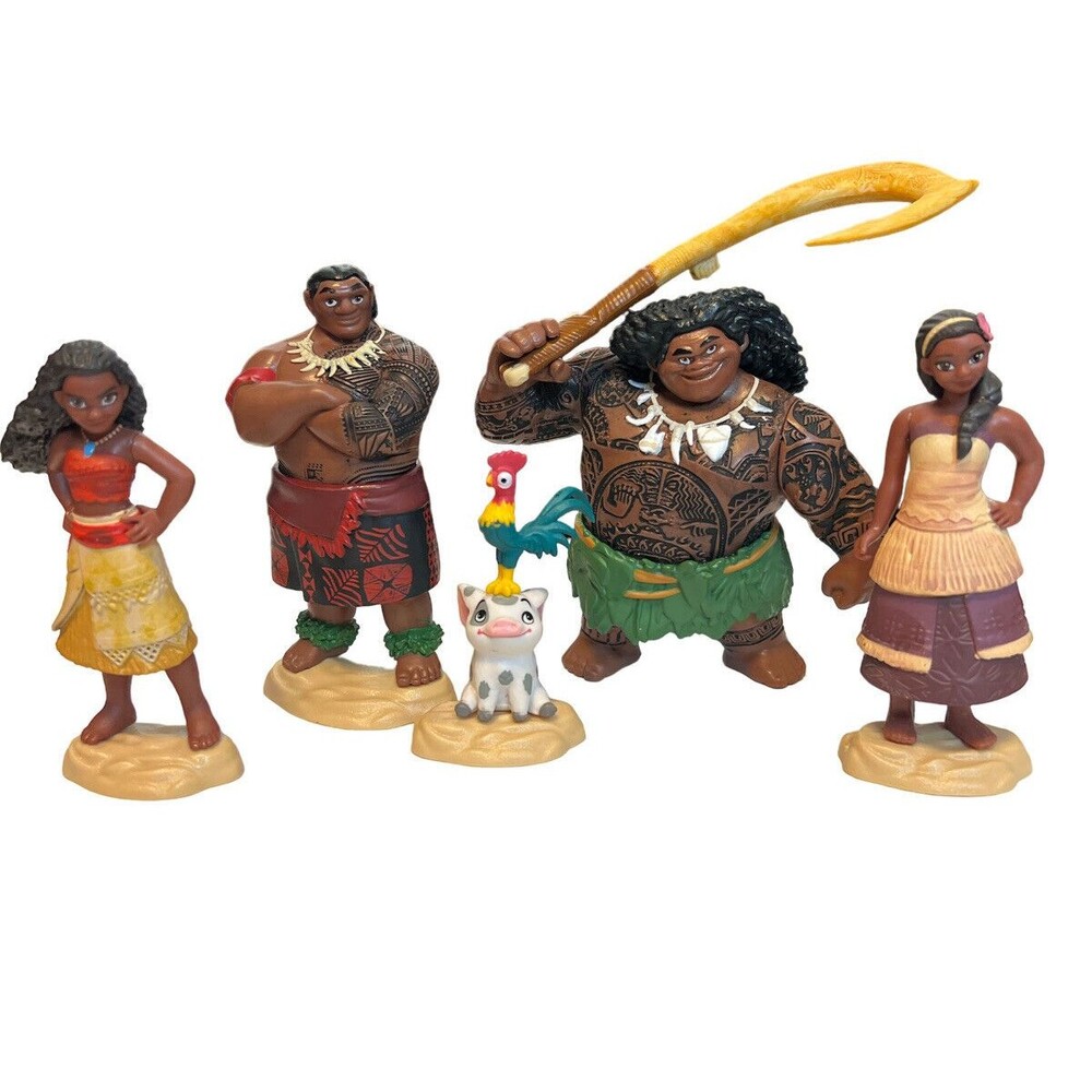 Disney Jakks Moana PVC Action Figures Maui Toys Lot Of 5‎ Cake Toppers